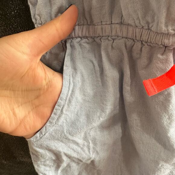 Boden Soft Blue Chambray Romper Pockets Stretchy Waist Size 13-14Y 164cm - Picture 3 of 5